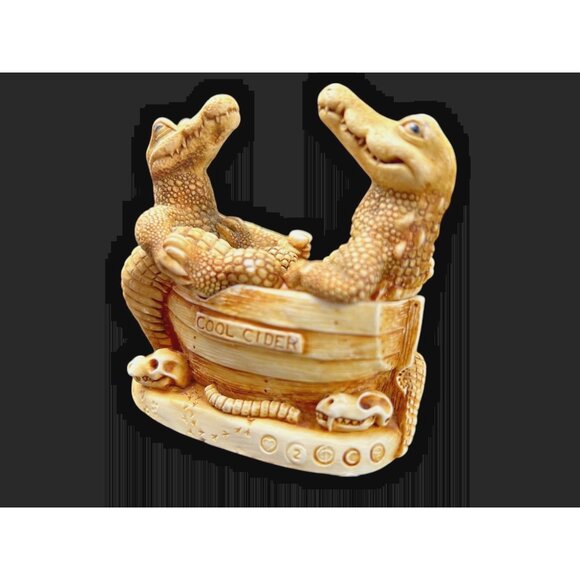 Croc Pot Crocodiles in Boat 1997 Harmony Kingdom Trinket Box Figurine - Picture 3 of 10